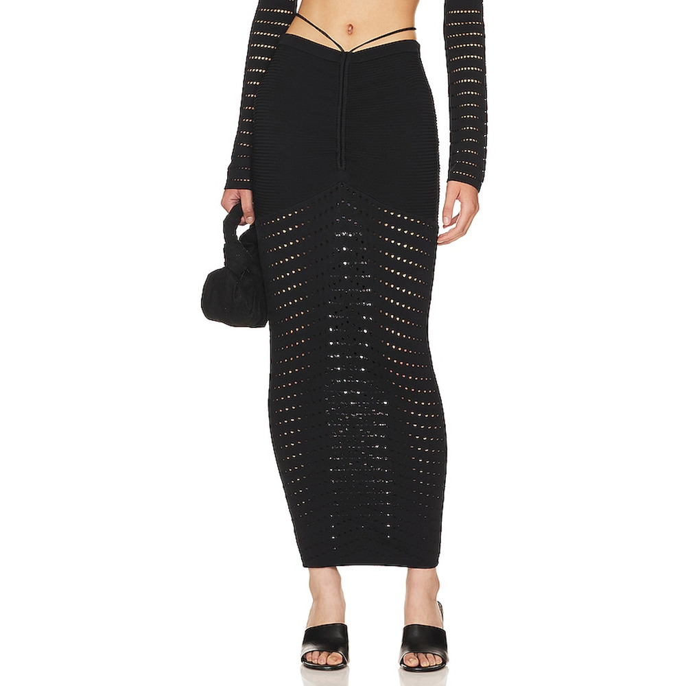 Nbd 'Kai' Black Knit Midi Skirt Size S